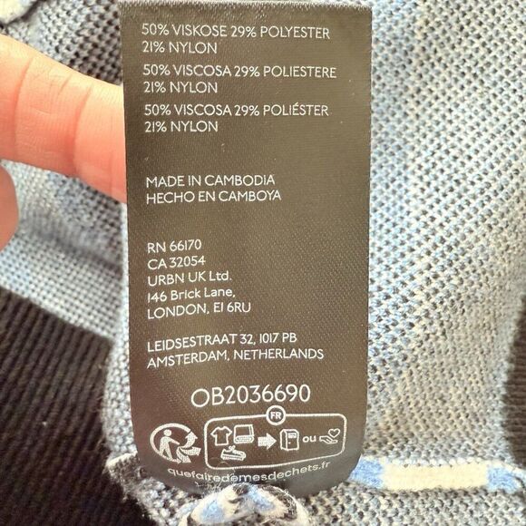 Anthropologie Color Block Mini Sweater Dress Tunic Womens XS OVERSIZED V Neck - Picture 10 of 11